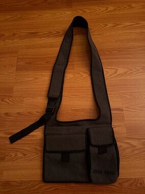 Miu Miu Gray Men's Messenger Crossbody Bag